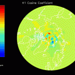 Fig. 33: Simulated K1 cosine with 850 km zone of influence